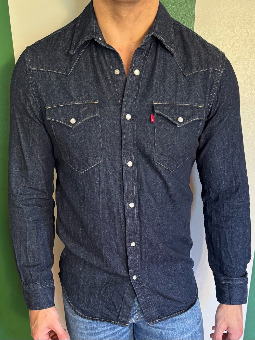 Levi's Men's Dark Indigo Denim Western Shirt